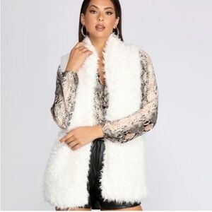 White Faux Fur Vest